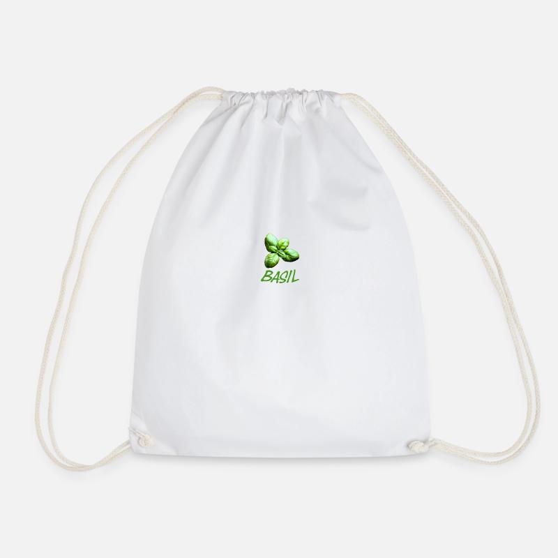 Basil with lettering - Drawstring Bag - white