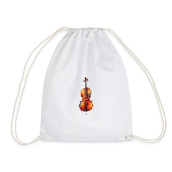 Wasserfarbene Violine – Farbexplosion - Turnbeutel - Weiß - Vorne