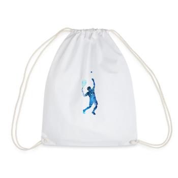tennis,aufschlag, aquarell, tennisspieler,blau - Turnbeutel - Weiß - Vorne