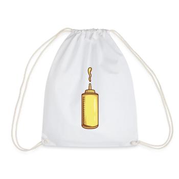 Mustard Dispenser With Mustard - Drawstring Bag - white - Front