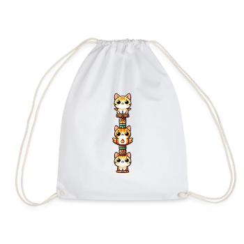 Purrfect Totem Pole - Drawstring Bag - white - Front