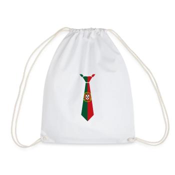 Portugal Tie – Flag Design - Drawstring Bag - white - Front