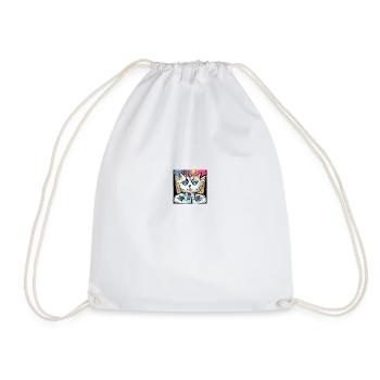 Robot cat Cartoon - Drawstring Bag - white - Front