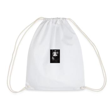 sad cat - Drawstring Bag - white - Front