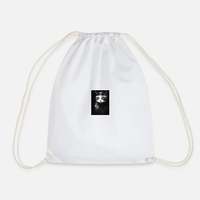 sad cat - Drawstring Bag - white