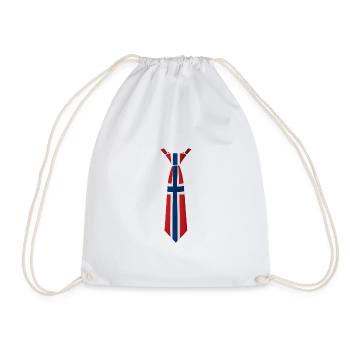 Norway Tie – Flag Design - Drawstring Bag - white - Front
