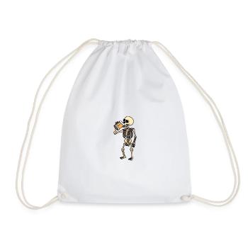 Skeleton drinks beer, Halloween - Drawstring Bag - white - Front