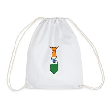 India Tie – Flag Design - Drawstring Bag - white - Front