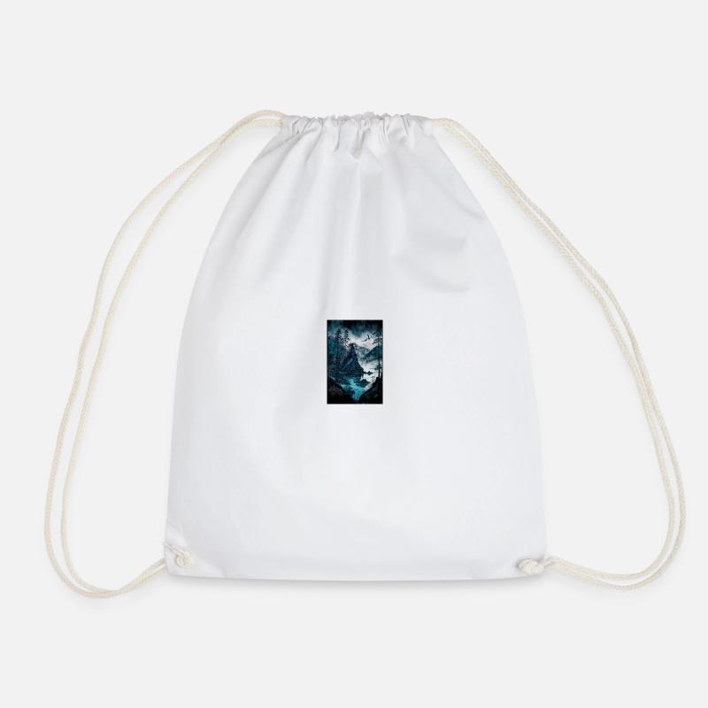 düsterer berg mit see - Turnbeutel - Weiß