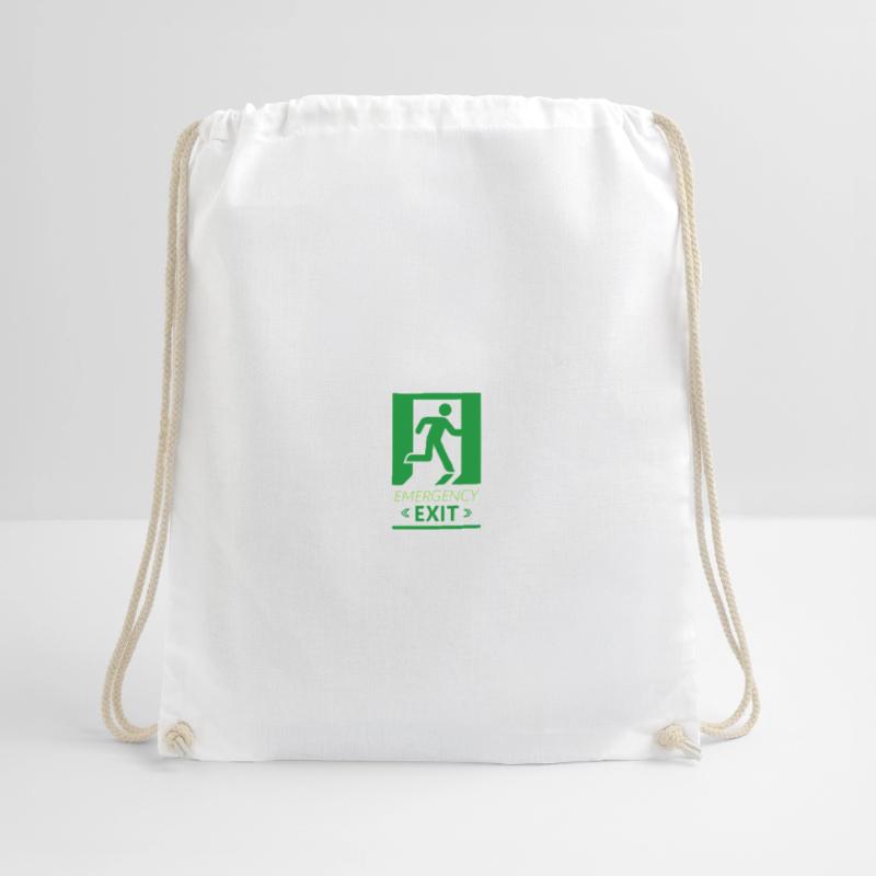 Emergency Exit Basic Green Drawstring Bag