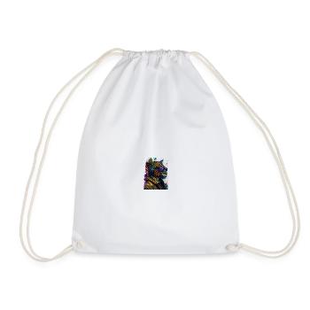 Leopard Neon DJ with headphones and goggles - Drawstring Bag - white - Front