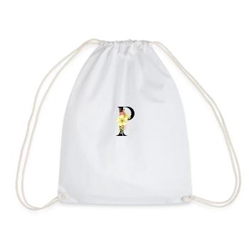 Elegant letter 'P' with flowers - Drawstring Bag - white - Front