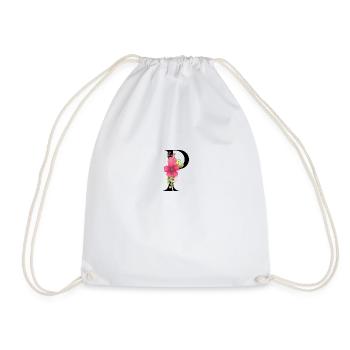 Elegant letter 'P' with flowers - Drawstring Bag - white - Front