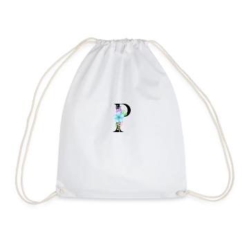 Elegant letter 'P' with flowers - Drawstring Bag - white - Front