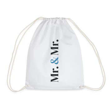 Mr. and Mr. Wedding Design in Vertical Type Stack  - Drawstring Bag - white - Front