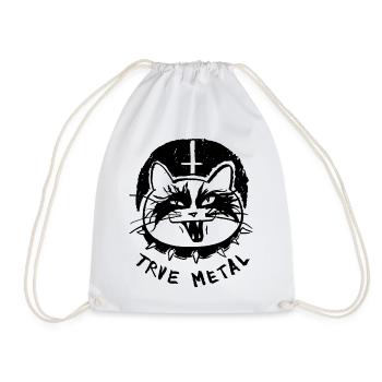 Trve Metal Cat - Drawstring Bag - white - Front