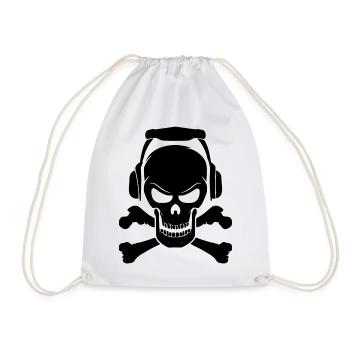 Totenkopf Schädel liebt Musik Geschenk Idee - Turnbeutel - Weiß - Vorne
