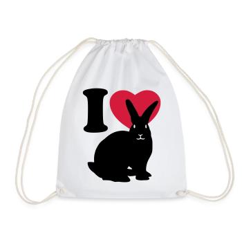 I love rabbits - Drawstring Bag - white - Front
