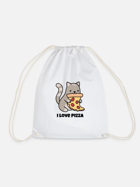 i love pizza i cats gift idea - Drawstring Bag - white