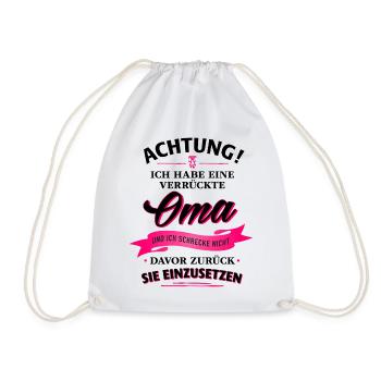Achtung! verrückte Oma Verwandte Familie Kind - Turnbeutel - Weiß - Vorne