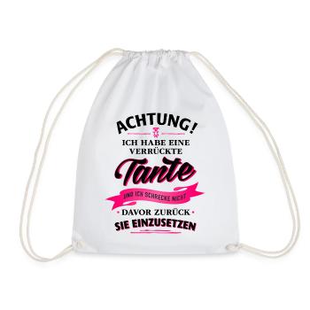 Achtung! verrückte Tante Verwandte Familie Kind - Turnbeutel - Weiß - Vorne