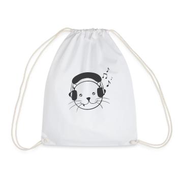 Musik Kopfhörer Katze - Turnbeutel - Weiß - Vorne