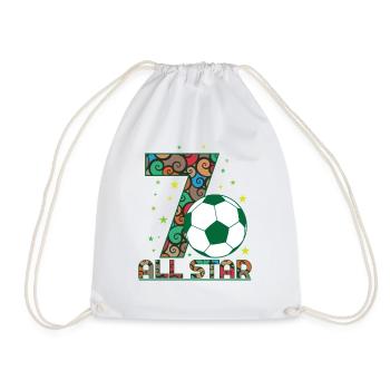 7th Birthday Football All Star 7 Years - Drawstring Bag - white - Front
