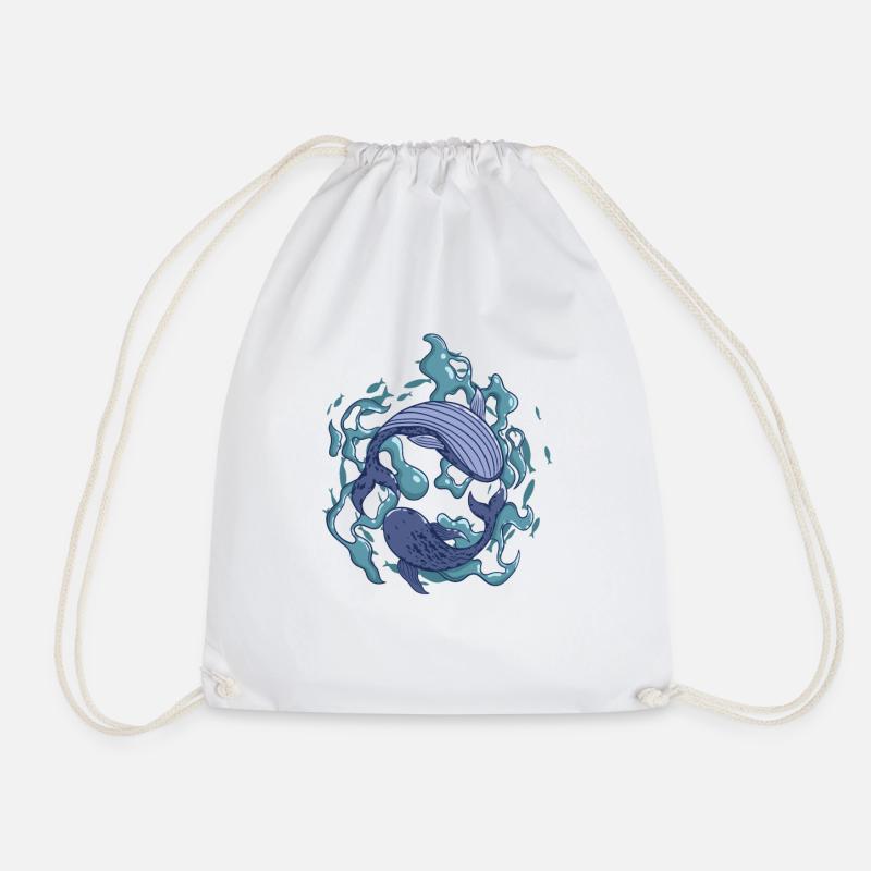 Baleines bleues des océans - Sac de sport léger - blanc