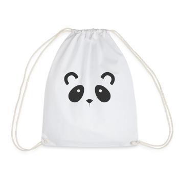 Panda Bear Face Head - Drawstring Bag - white - Front