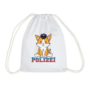 Police fox with police cap - Drawstring Bag - white - Front