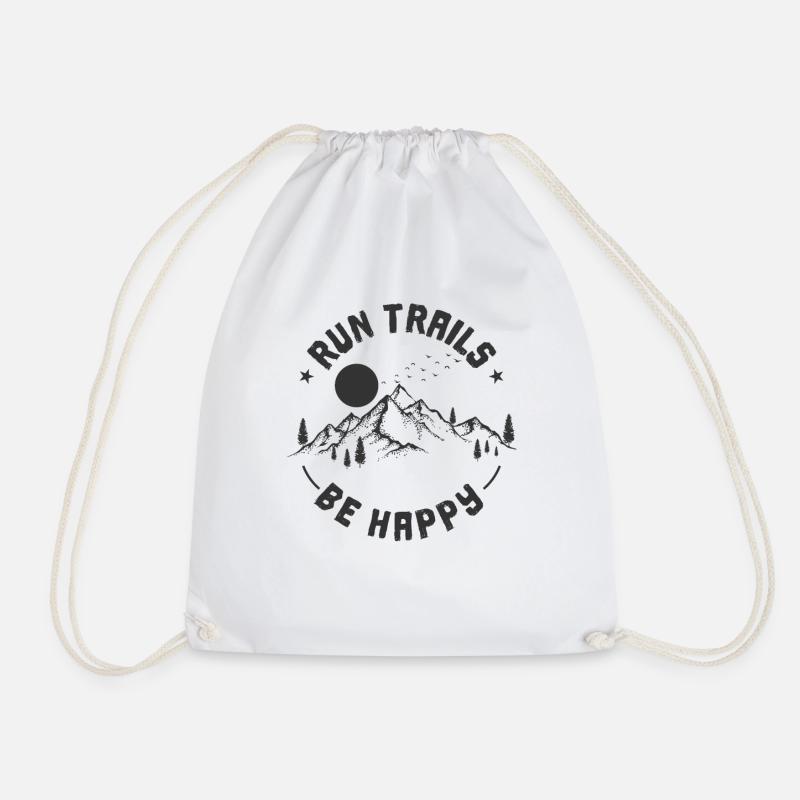 Traillauf Run Trails Be Happy - Turnbeutel - Weiß