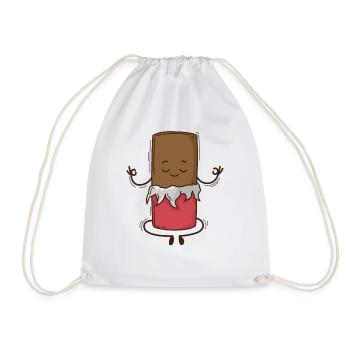 Chocolate meditates cross-legged - Drawstring Bag - white - Front