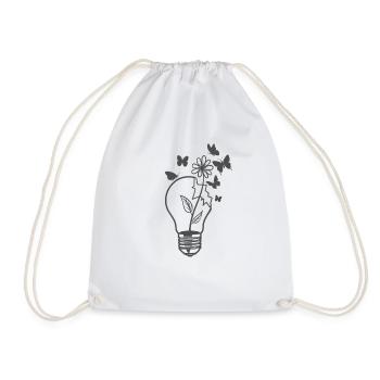 de l’ampoule pousse fleur avec des papillons - Sac de sport léger - blanc - Devant