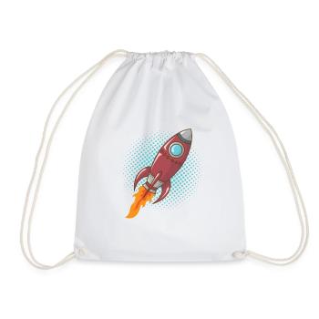 Comic Rocket Spaceship Spacecraft Missile - Drawstring Bag - white - Front