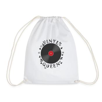 Vinyl Queen Record Music Song Sound - Drawstring Bag - white - Front