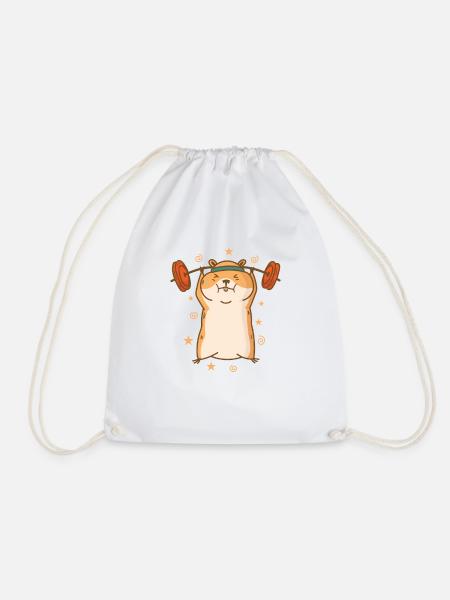 Hamster fait de la musculation et du fitness - Sac de sport léger - blanc