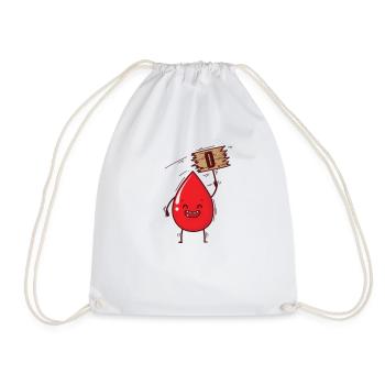 Blood type 0 drops of blood with shield heart - Drawstring Bag - white - Front