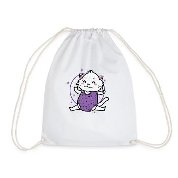 Cat makes yoga sports hobby pet - Drawstring Bag - white - Front