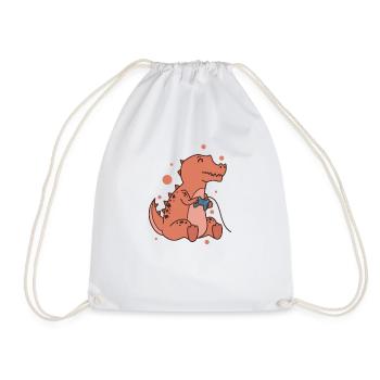 small T-Rex Dino with controller reptile - Drawstring Bag - white - Front
