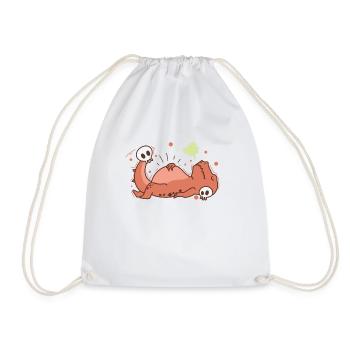 Dino with Bone Dinosaur Reptile Animal - Drawstring Bag - white - Front