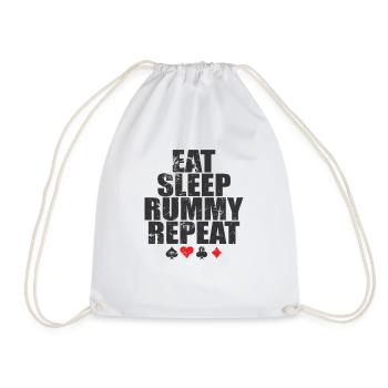 Eat sleep Rummy repeat card game Romme - Drawstring Bag - white - Front