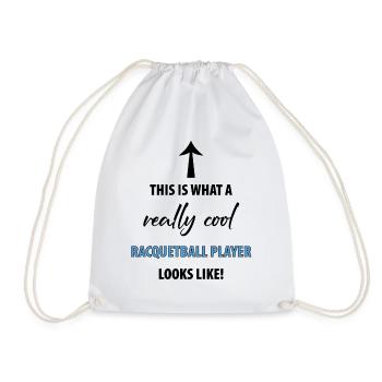 this is what a really cool RACQUETBALL player look - Drawstring Bag - white - Front