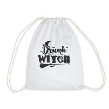 Drunk Witch Halloween Holiday Custom - Drawstring Bag - white - Front