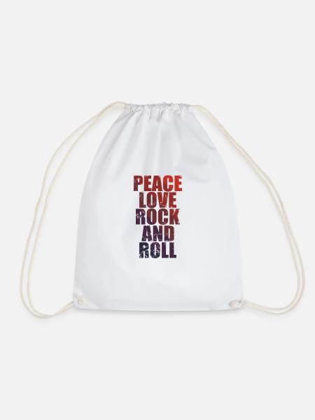 Peace Love Rock and Roll Musikstil Gitarre - Turnbeutel - Weiß