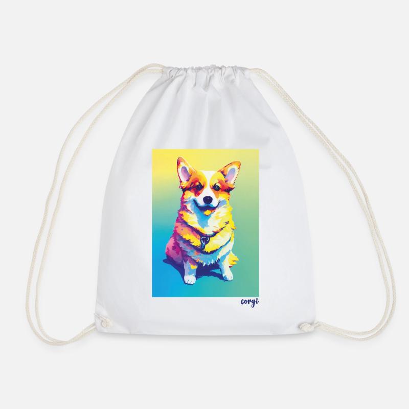 Corgi Sweet Design #2 - corgilove - Drawstring Bag - white