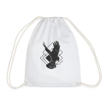 Raven at the landing Crow animal bird - Drawstring Bag - white - Front