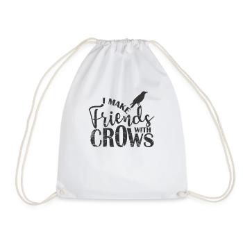 I make Friends with Crows Crow Raven Bird - Drawstring Bag - white - Front