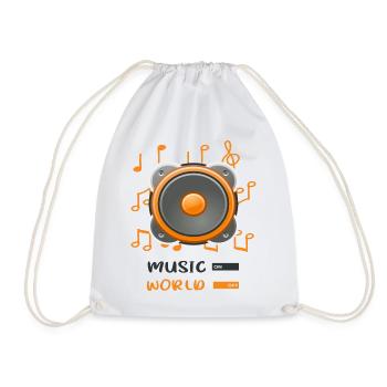 jukebox to world off - Drawstring Bag - white - Front