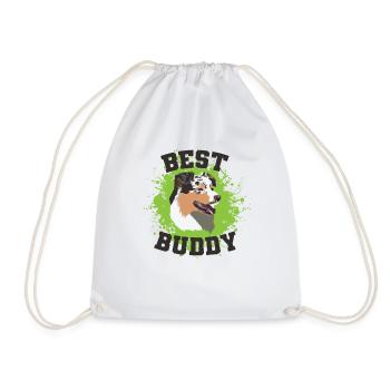 Best Buddy Australian Shepherd Hund Tier - Turnbeutel - Weiß - Vorne
