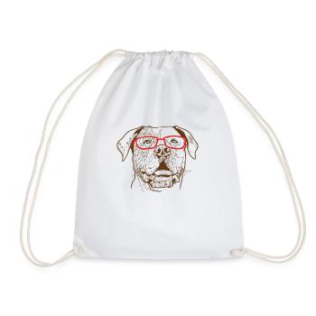 Bulldog with cool sunglasses dog - Drawstring Bag - white - Front